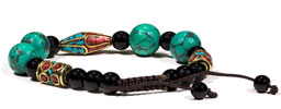 Armband med turkos, svart onyx och korall